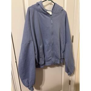 Blogilates Marshmallow Hoodie sz L periwinkle blue EUC jacket full zip